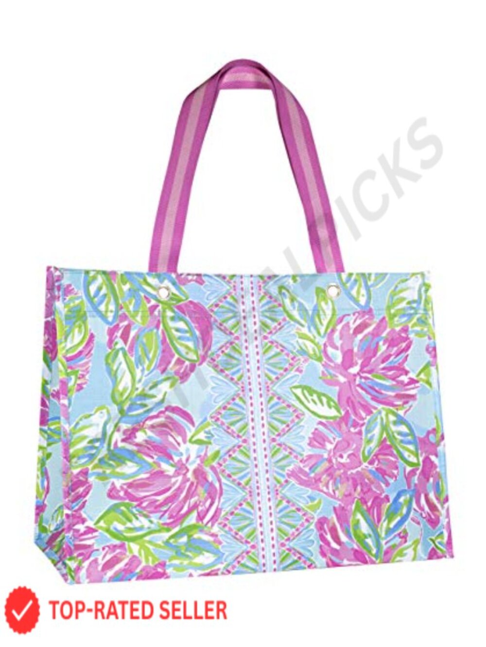 Lilly Pulitzer XL Market Shopper Tote, Reusable Grocery Bag, Woven